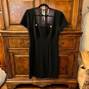 Vintage Jessica Howard Black Mini Dress with Gold Accents